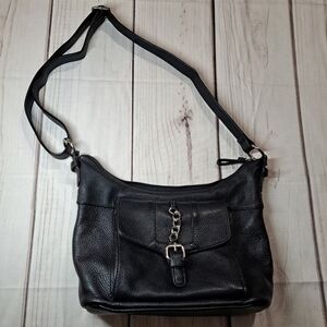 Giani Bernini Pebble Black Leather Hobo Chain Belt Purse